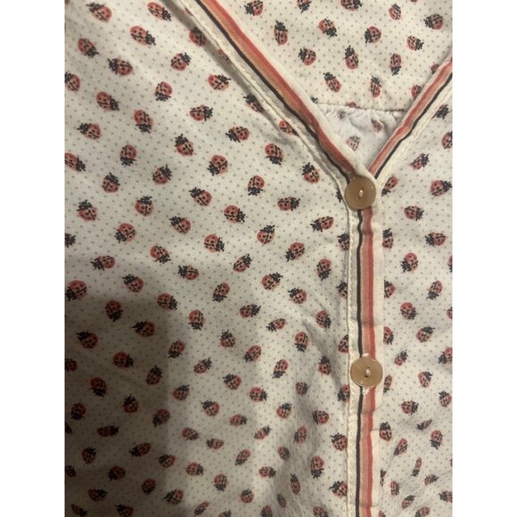 Women's Max Studio Ladybug Print Button Up Shirt 100% Rayon SZ XL Summer Vibes - Picture 2 of 7